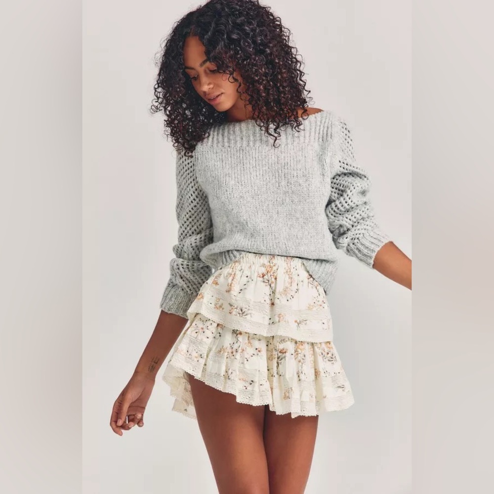 LoveShackFancy Ruffle Mini Skirt in "Amber Dust"